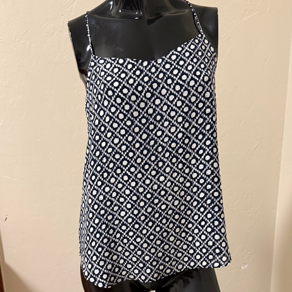 LOFT Navy and White Patterned Camisole
